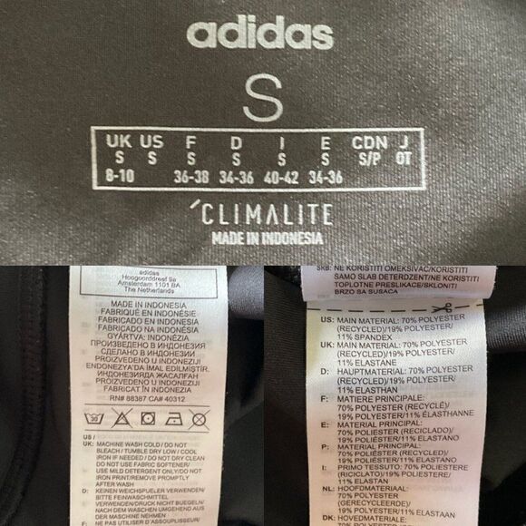 Adidas Black Spell Out Climalite Mesh Full Length Leggings Small - Picture 5 of 6